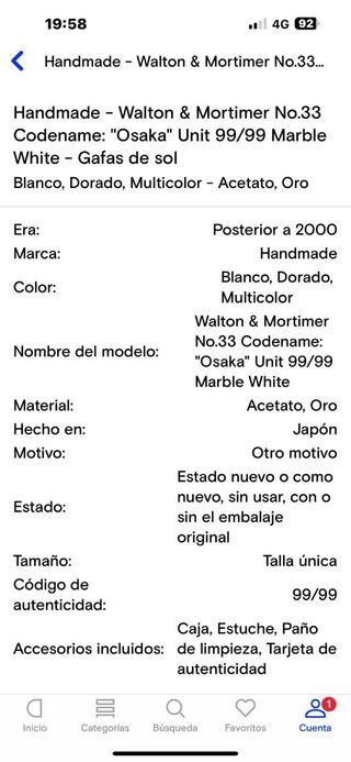 Gafas de sol Handmade unisex de lujo Originales