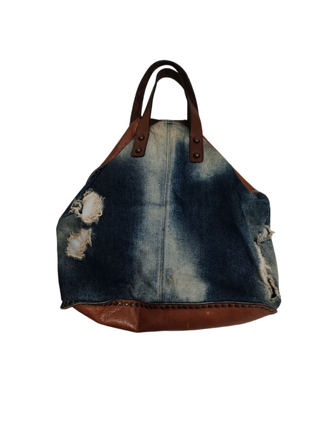 Bolso shopper D&G denim y cuero marrón