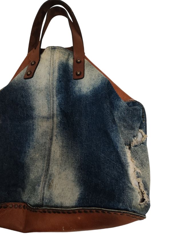Bolso shopper D&G denim y cuero marrón