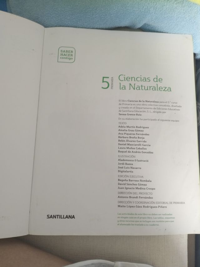 Libro de ciencias de la naturaleza 5to santillana