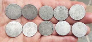 LOTE 10 MONEDAS PLATA 2 REALES 