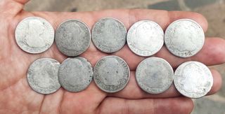 LOTE 10 MONEDAS PLATA 2 REALES 
