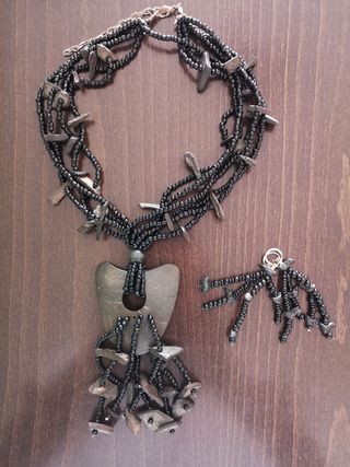 Collar y pendientes de coco y onix africano