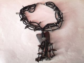 Collar y pendientes de coco y onix africano