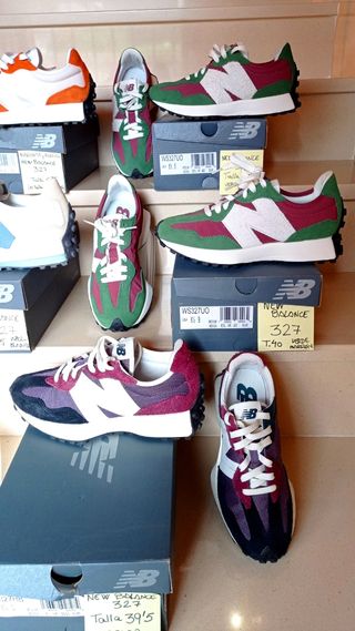 New Balance 327 T39,5 Verde botella y naranja teja