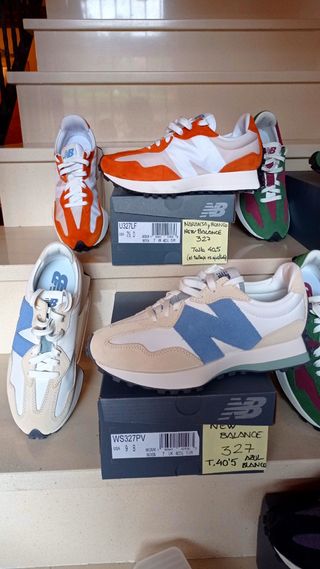 New Balance 327 T39,5 Verde botella y naranja teja