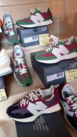 New Balance 327 T39,5 Verde botella y naranja teja