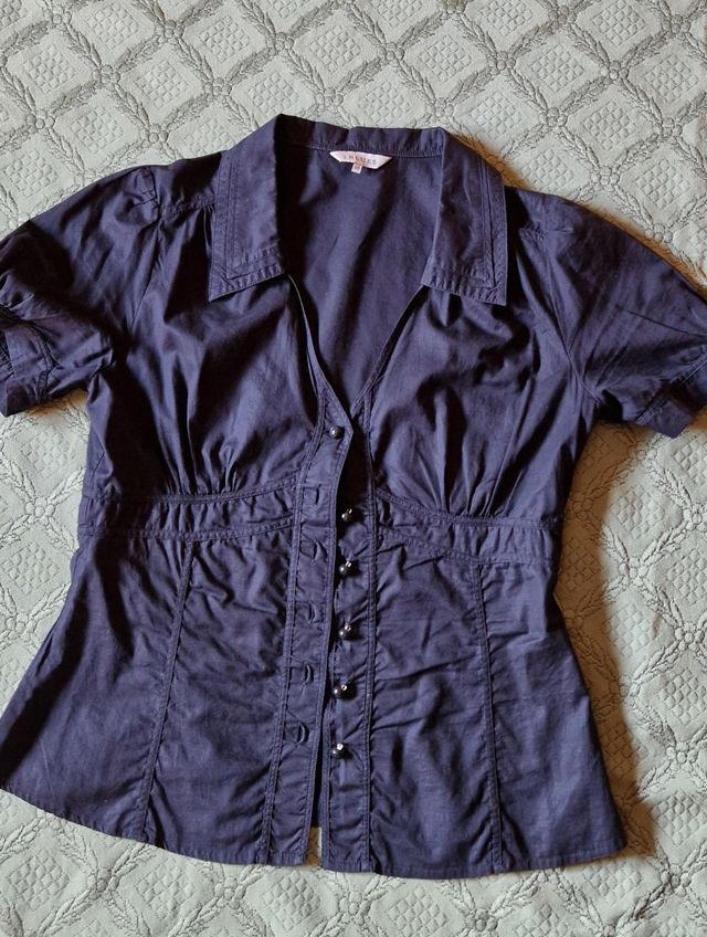 Camicia donna, cotone, maniche corte, tg 44, Blues