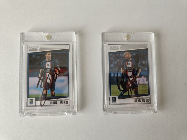Messi and Neymar Signed Cards
