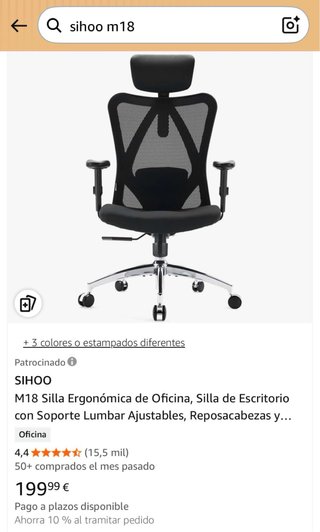 Silla ergonómica Sihoo m18
