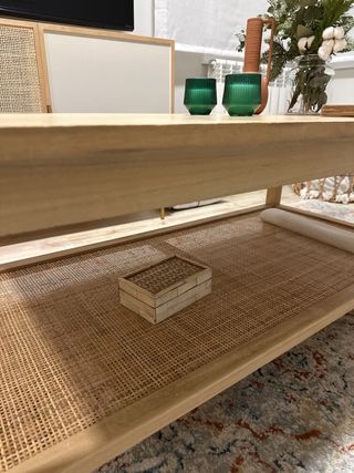 Mesa centro madera y ratan