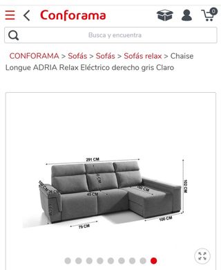 Sofá con sillones electricos y chaise longue