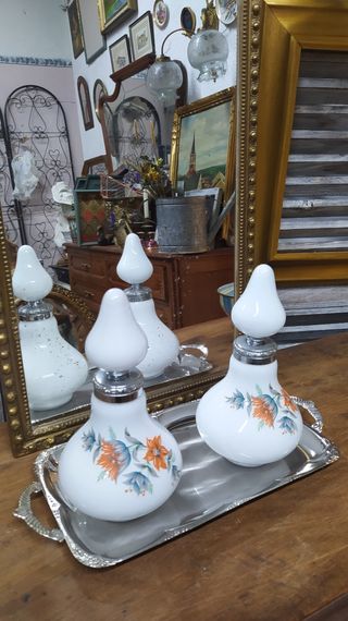 SOLO HOY Pareja frascos cristal opalina