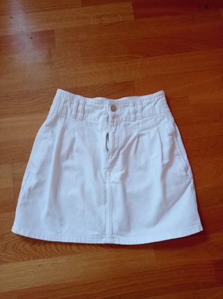 Falda tejido vaquero color blanco