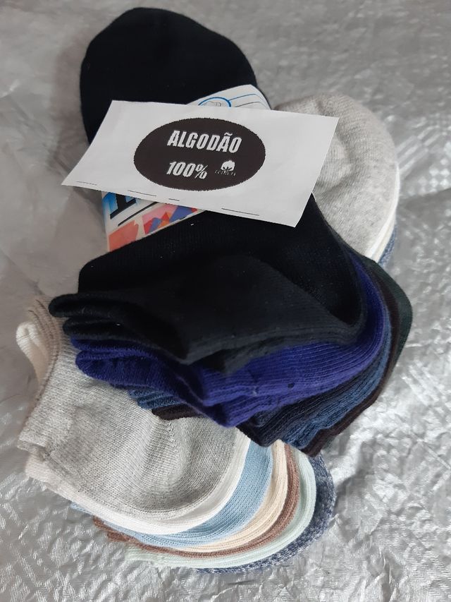 13 pares de meias curtas em algodão