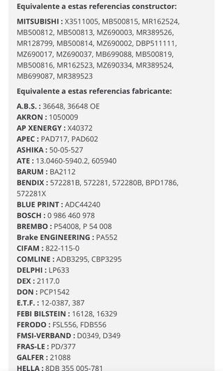 Pastilas de freno