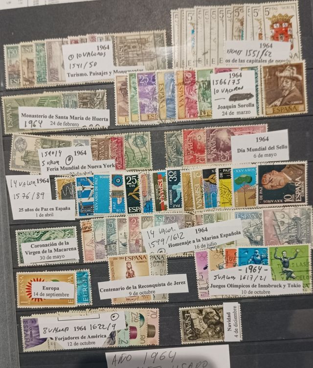 Francobolli di Spagna anno 1964 completi usati
