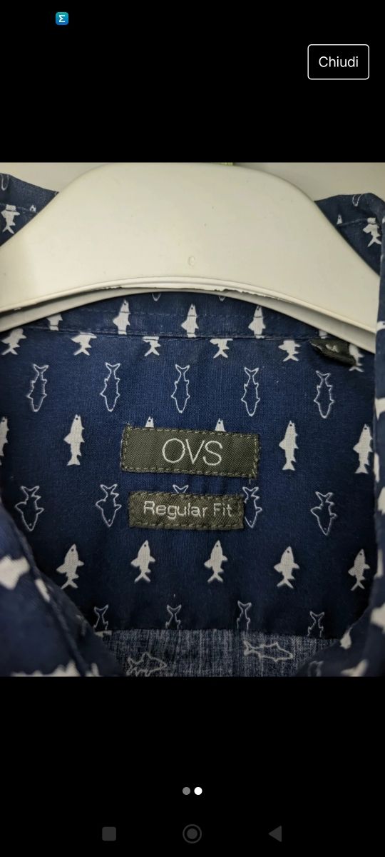 Camicia uomo OVS squali, mezze maniche, tg M