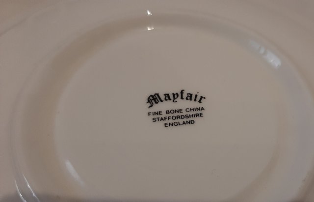 Plato y taza de porcelana Mayfair