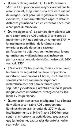 AOSU Camara Vigilancia Exterior, 5MP 3K.