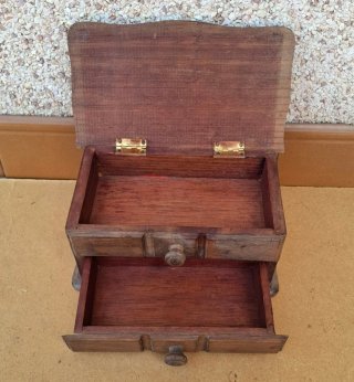 Joyero mini mueble antiguo tipo baúl con cajón