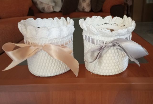 Porta rollos baño de hilo blanco