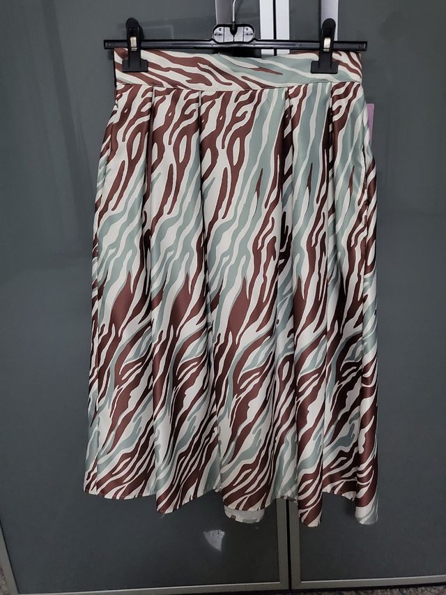 Gonna zebrata bianca celeste marrone