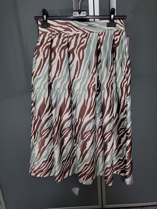 Gonna zebrata bianca celeste marrone