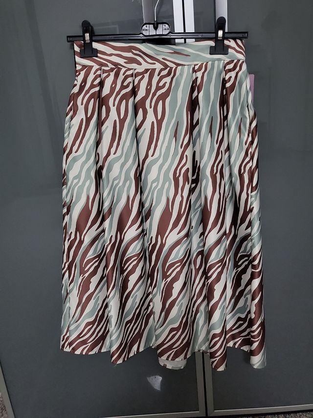 Gonna zebrata bianca celeste marrone