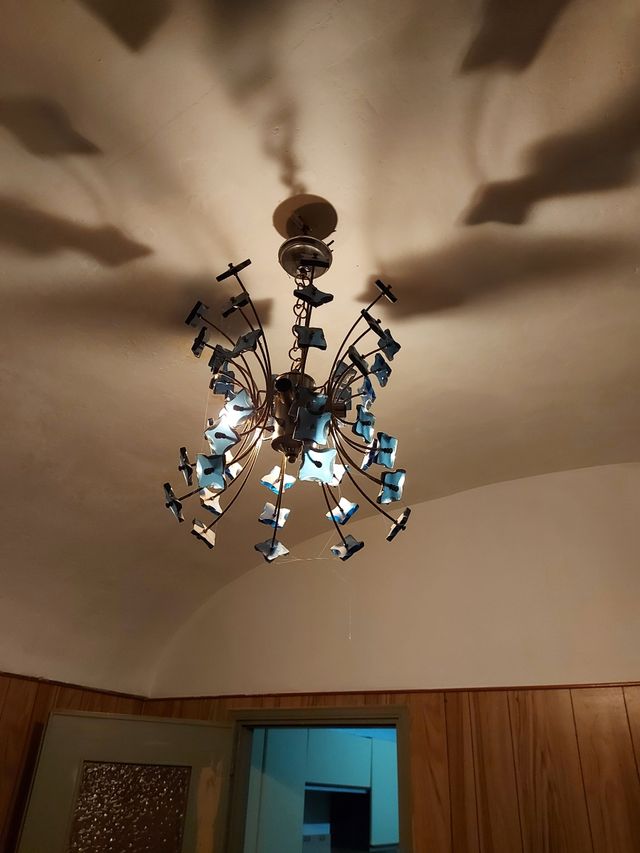 Lampadario sputnik in vetro turchese
