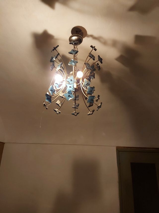 Lampadario sputnik in vetro turchese