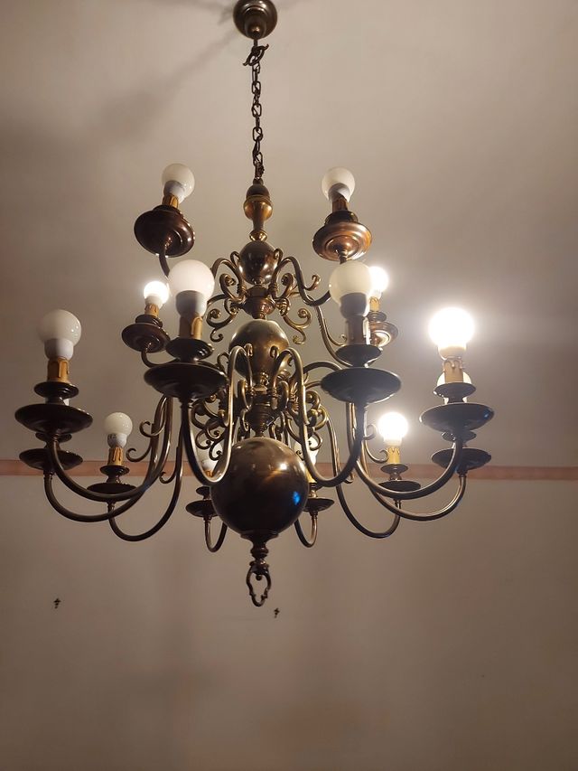 Lampadario design 15luci in ottone