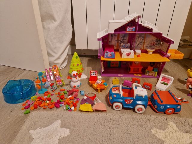 Pinypon:hotel invierno, coche,pizzeria 