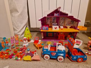 Pinypon:hotel invierno, coche,pizzeria