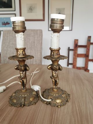 Lamparas mesilla bronce