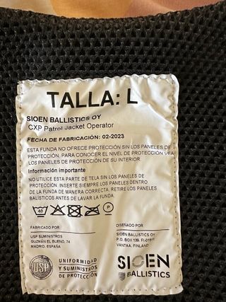 Chaleco antibalas y anticorte sioen talla L