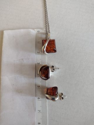 Collar y pendientes Ámbar y plata
