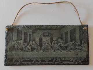 Quadro inciso su ardesia figura religiosa