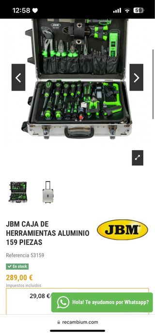Maletín herramientas 159 piezas JBM.