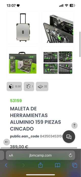 Maletín herramientas 159 piezas JBM.