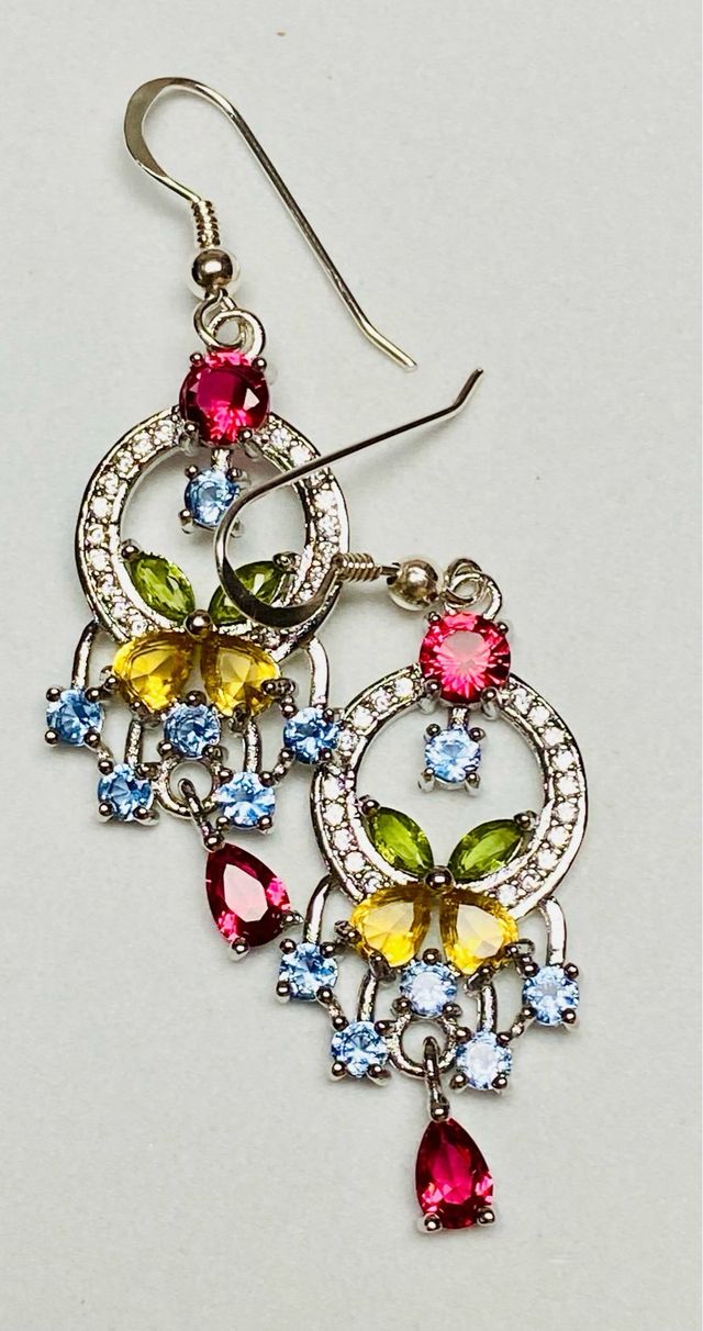 Pendientes art deco con gemas y plata de ley 925