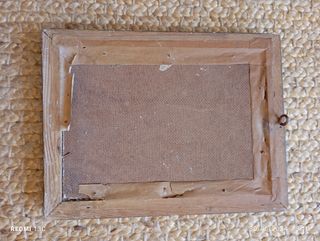 Cuadro oleo, antiguo,plaza Santa Cruz de Zaragoza