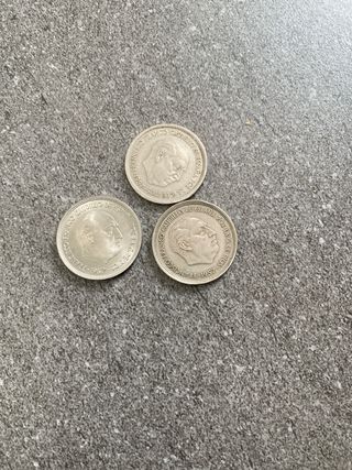 3 monedas 25 pesetas franco 1957