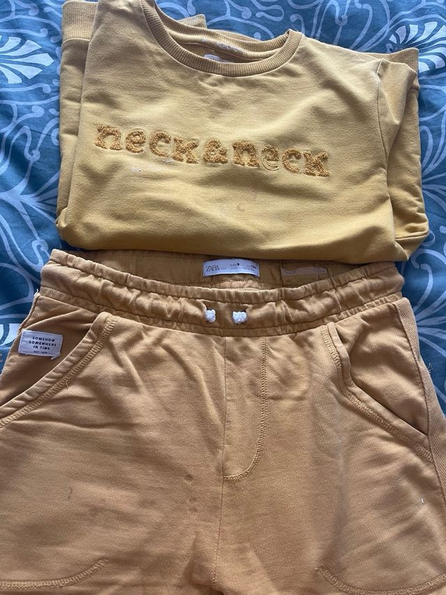 Lote Sudadera Gocco T10 Amarillo y Bermuda Zara T9