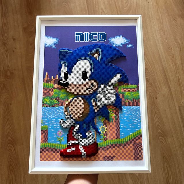 Cuadro Sonic personalizado Hama Beads