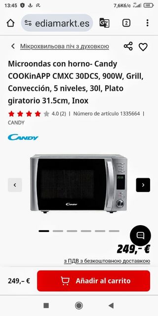 Microondas con horno.