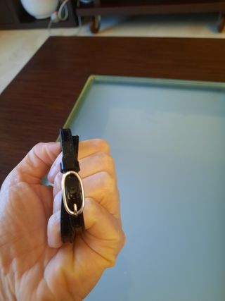 Pulsera charol negra charms plata Agatha