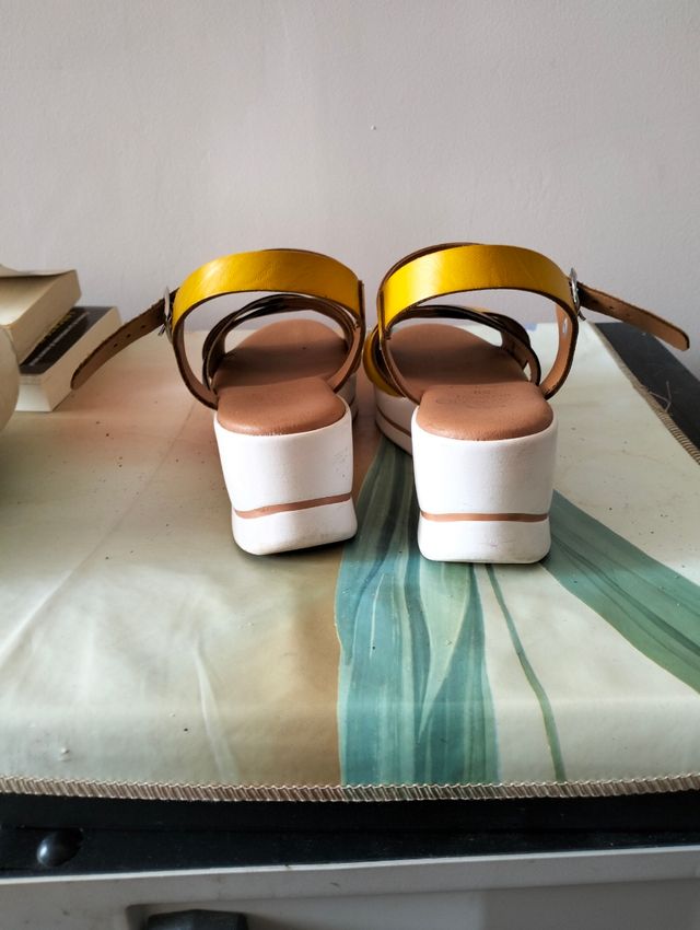 Sandali donna 39 marrone e giallo