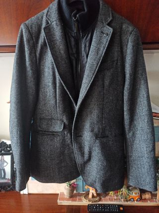 Americana zara chico paño gris 