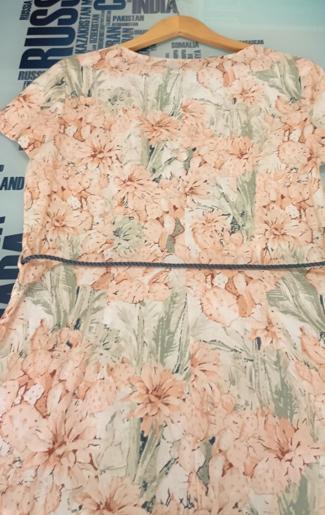 Vestido veraniego algodón verde naranja